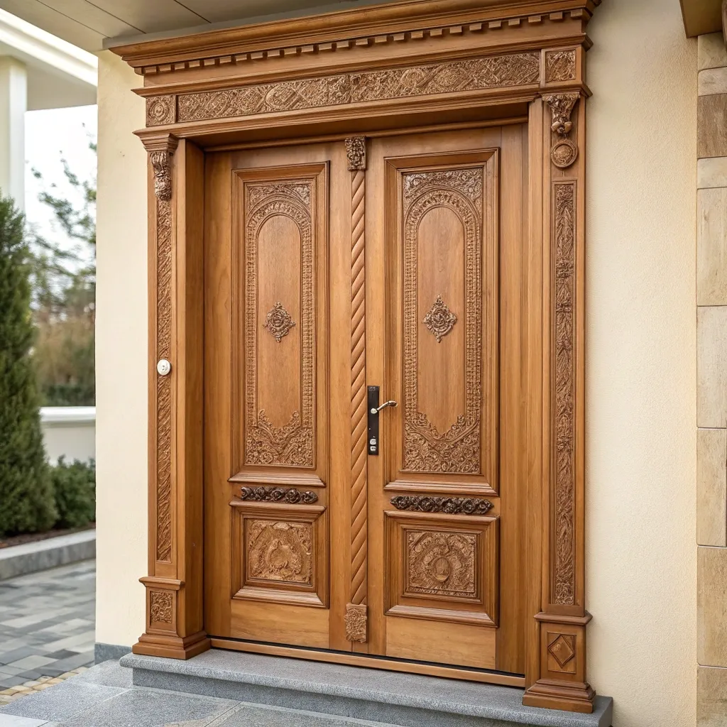 Classic wooden door with traditional finish